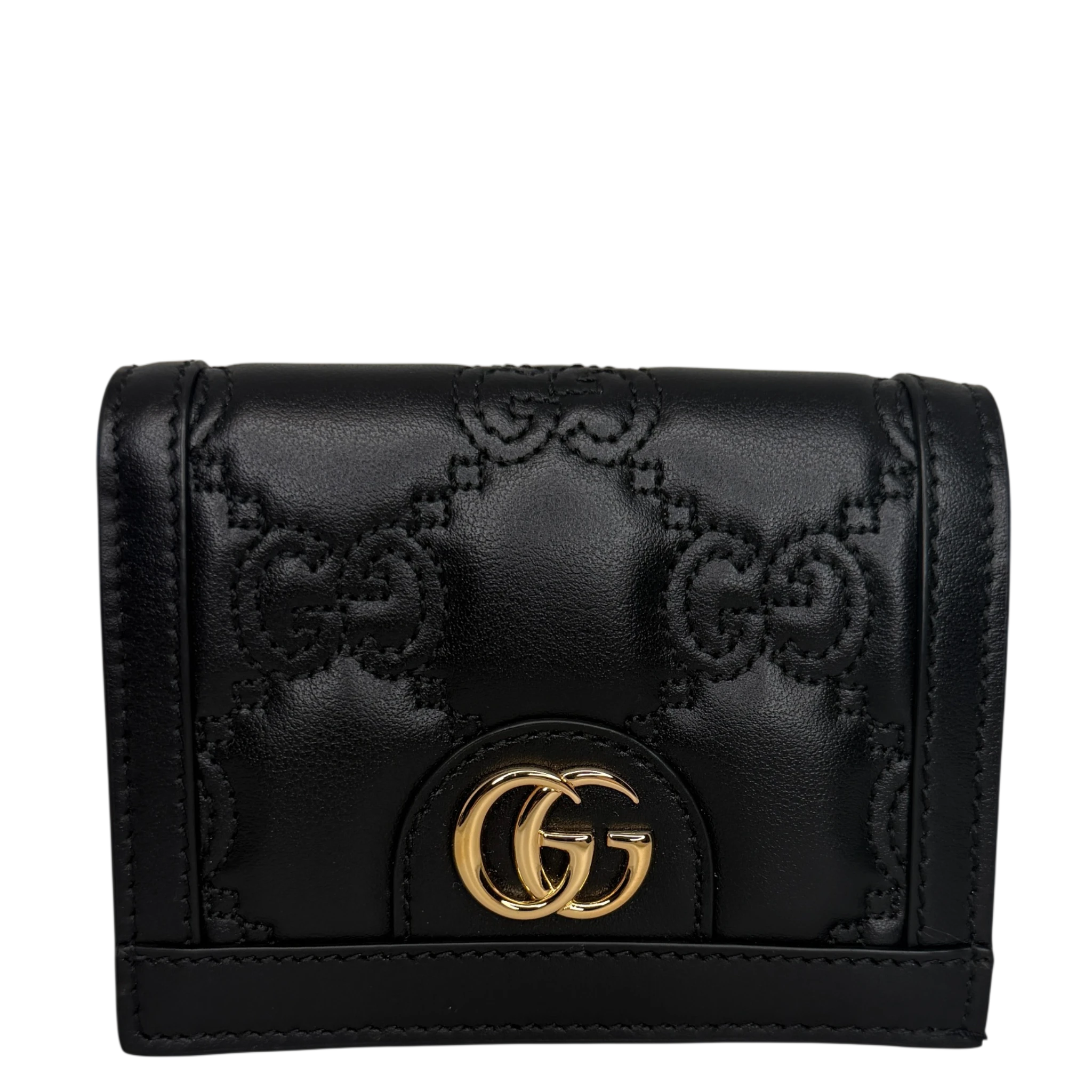 Gucci GG Matelasse Geldbörse schwarz Leder goldene Hardware Gucci