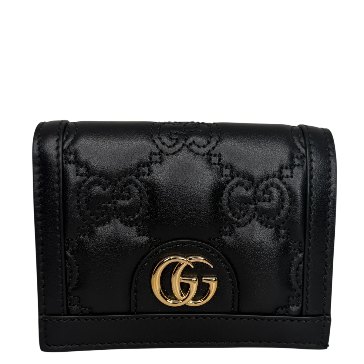 Gucci GG Matelasse Geldbörse schwarz Leder goldene Hardware Gucci