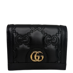 Gucci GG Matelasse Geldbörse schwarz Leder goldene Hardware