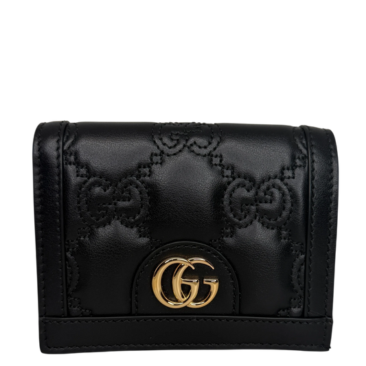 Gucci GG Matelasse Geldbörse schwarz Leder goldene Hardware Gucci