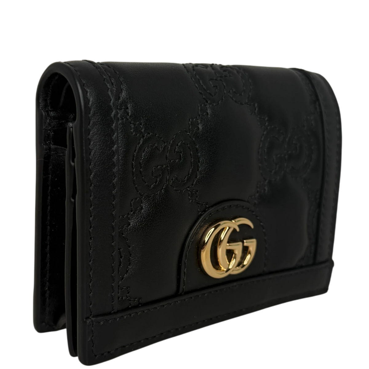 Gucci GG Matelasse Geldbörse schwarz Leder goldene Hardware Gucci