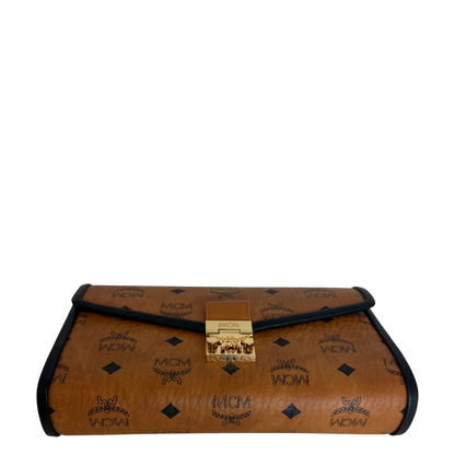 MCM Tracy Medium Crossbody Visetos Cognac Schwarz Gold Kette MCM