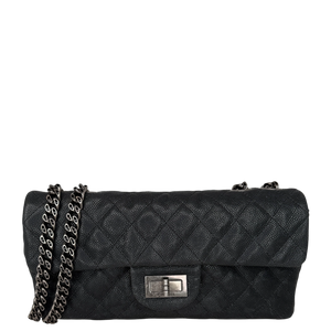 Chanel 2.55 Reissue East-West Flap Kaviarleder Grau, Ruthenium / neuwertig