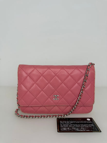 Chanel Wallet on Chain Lammleder Rosa / gut Chanel