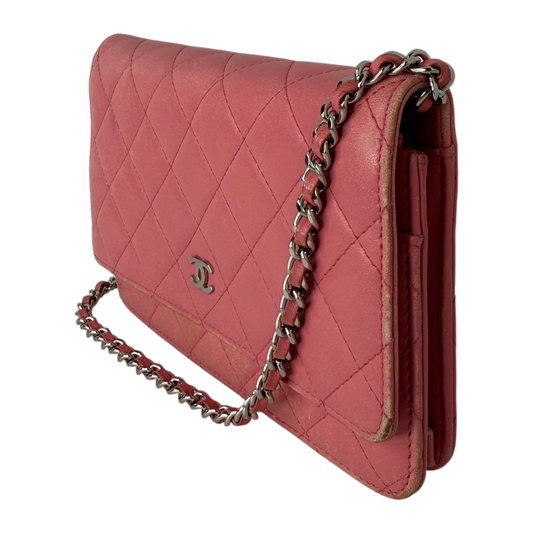 Chanel Wallet on Chain Lammleder Rosa / gut Chanel