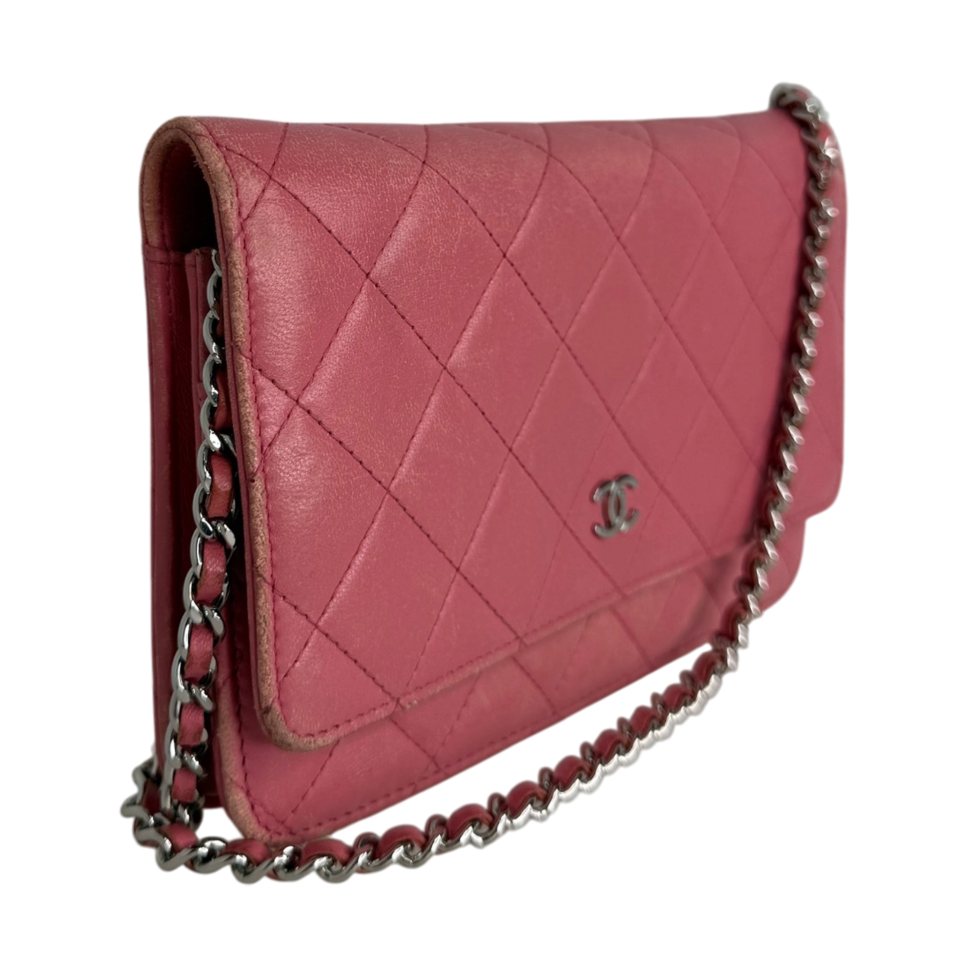 Chanel Wallet on Chain Lammleder Rosa / gut Chanel