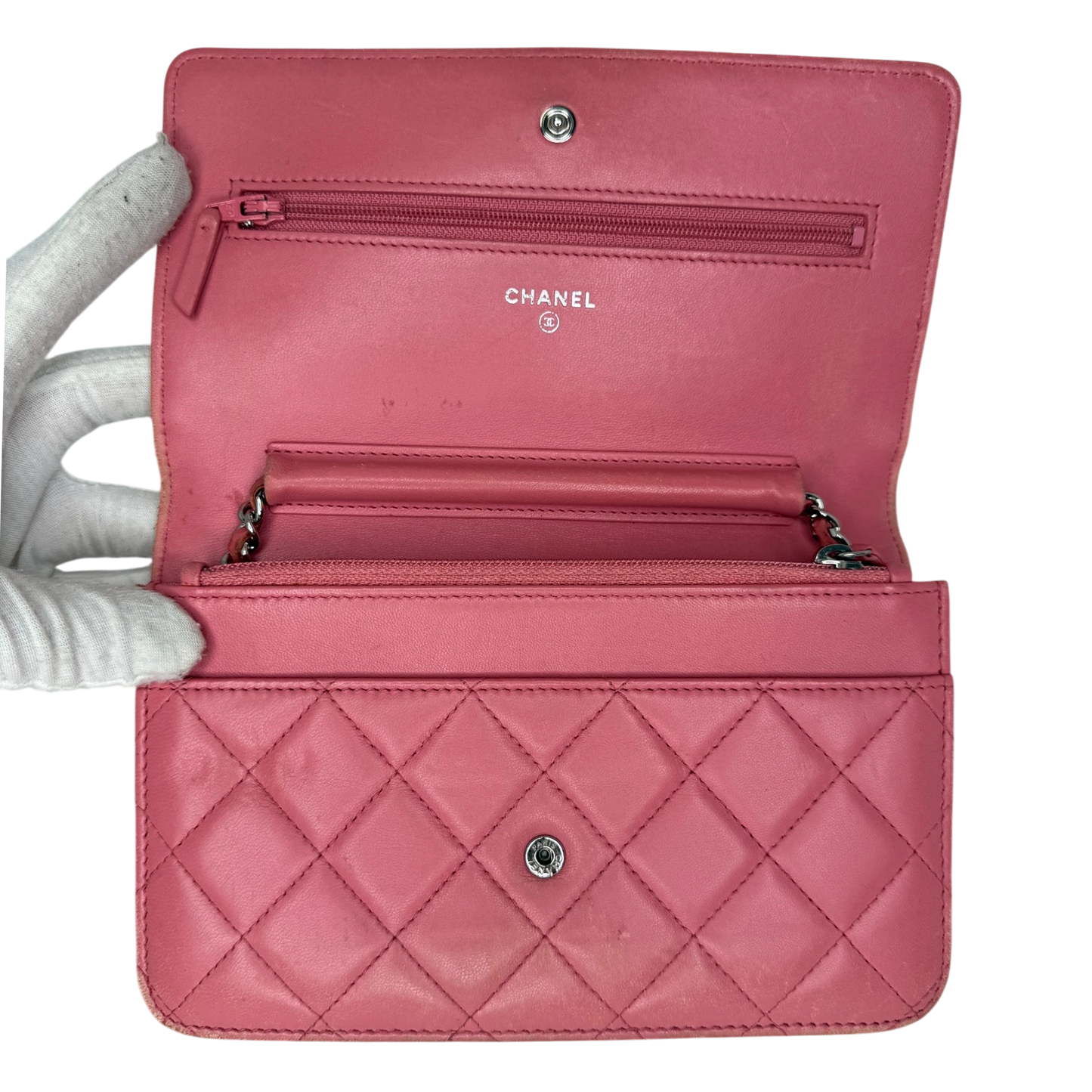 Chanel Wallet on Chain Lammleder Rosa / gut Chanel