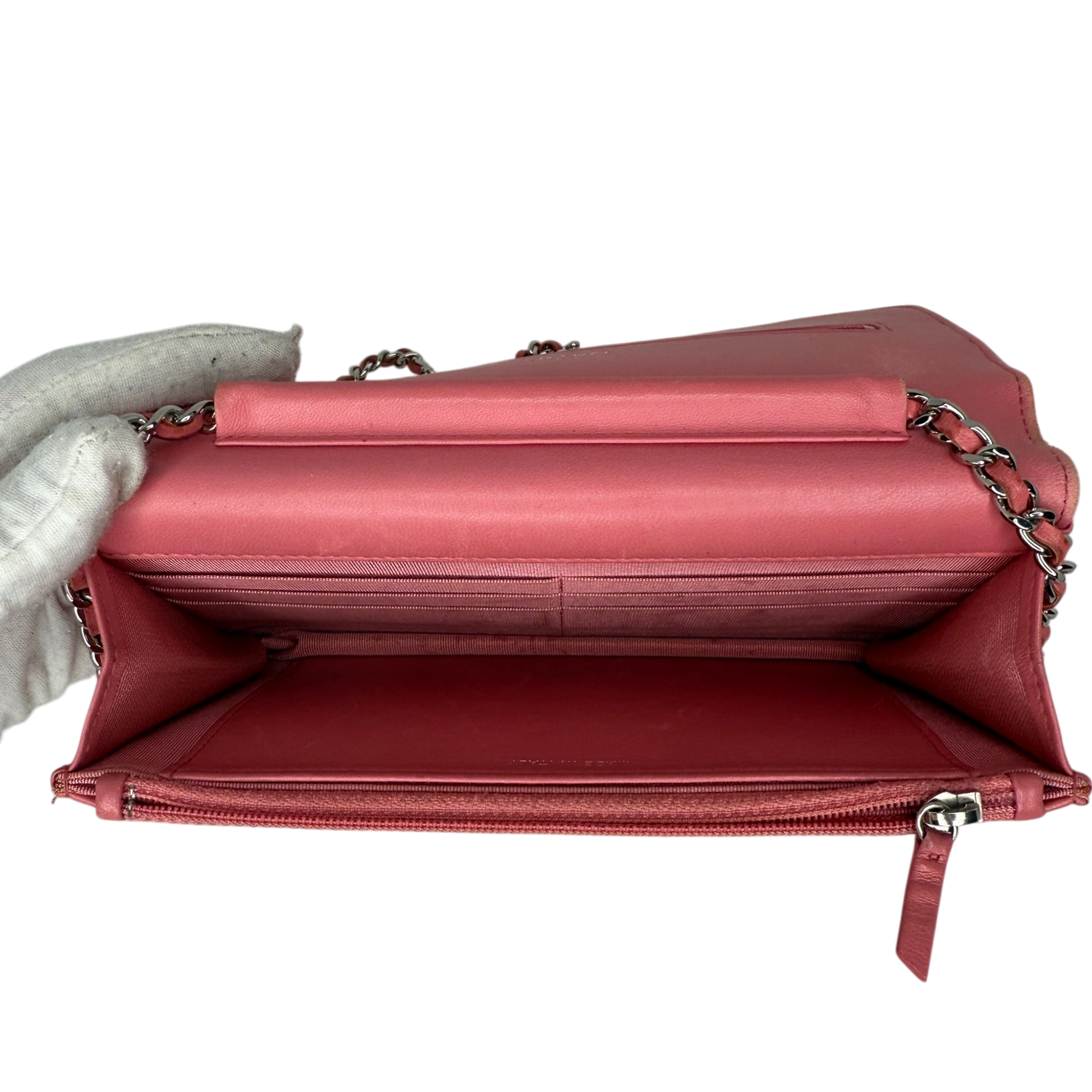 Chanel Wallet on Chain Lammleder Rosa / gut Chanel