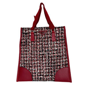 Prada Shopping Tote Bag Tweed/Bouclé rot / sehr gut