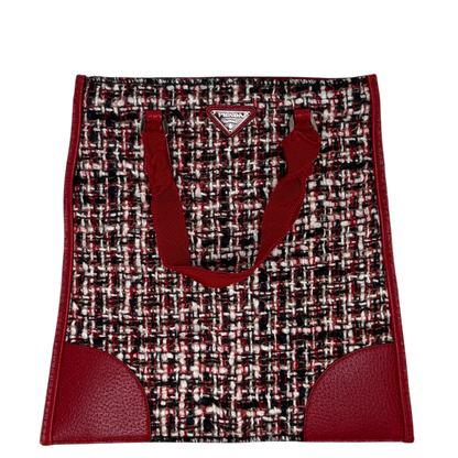 Prada Shopping Tote Bag Tweed/Bouclé rot / sehr gut Echtheitscheck