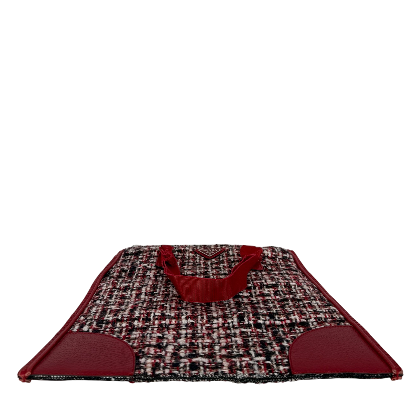 Prada Shopping Tote Bag Tweed/Bouclé rot / sehr gut Echtheitscheck