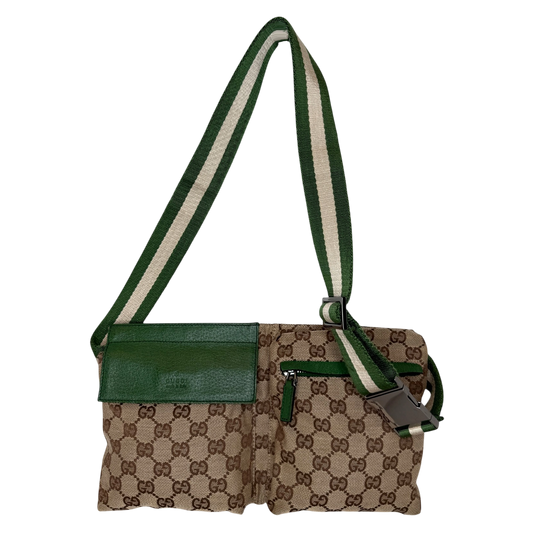 Gucci GG Canvas Belt Bag grün / beige / sehr gut Gucci