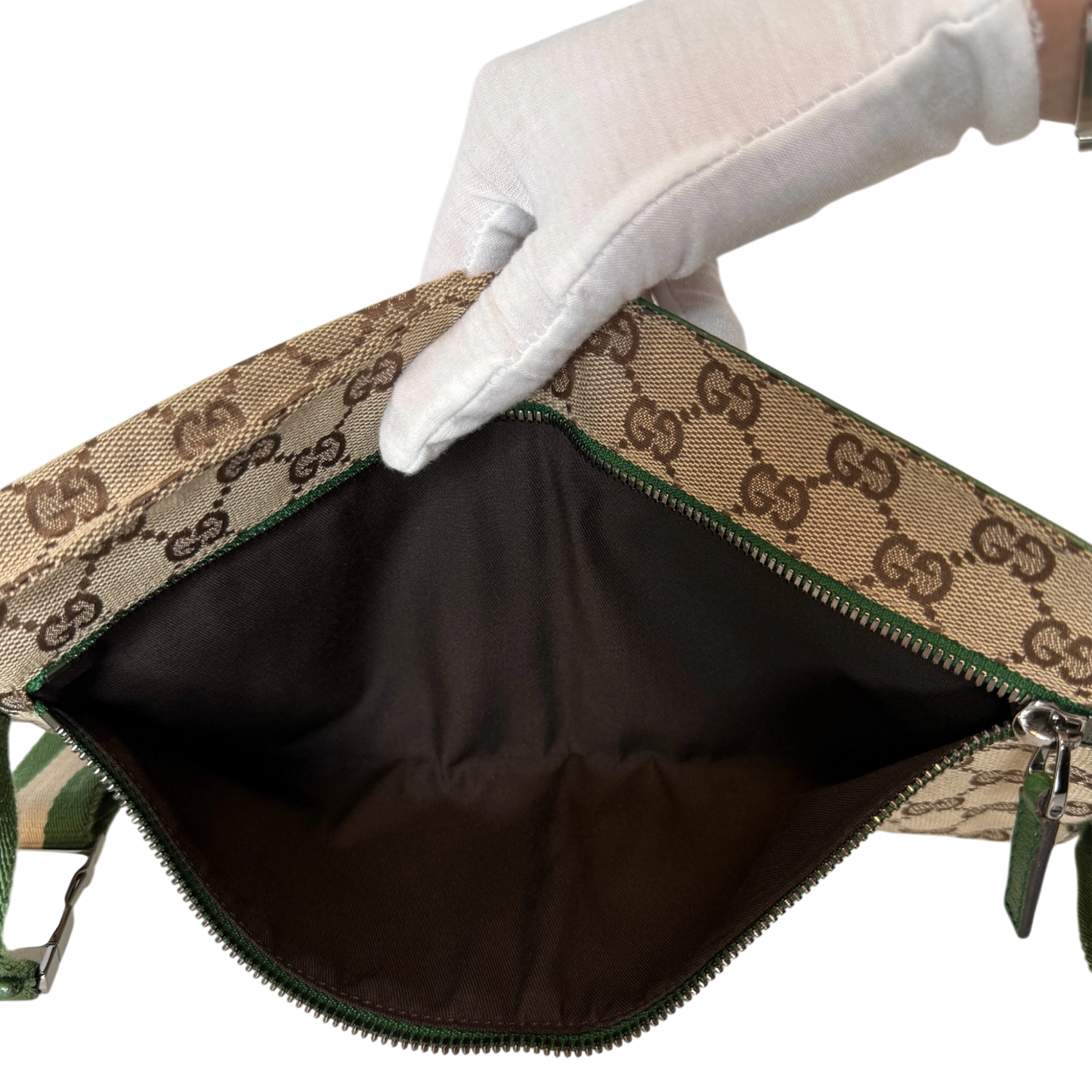 Gucci GG Canvas Belt Bag grün / beige / sehr gut Gucci