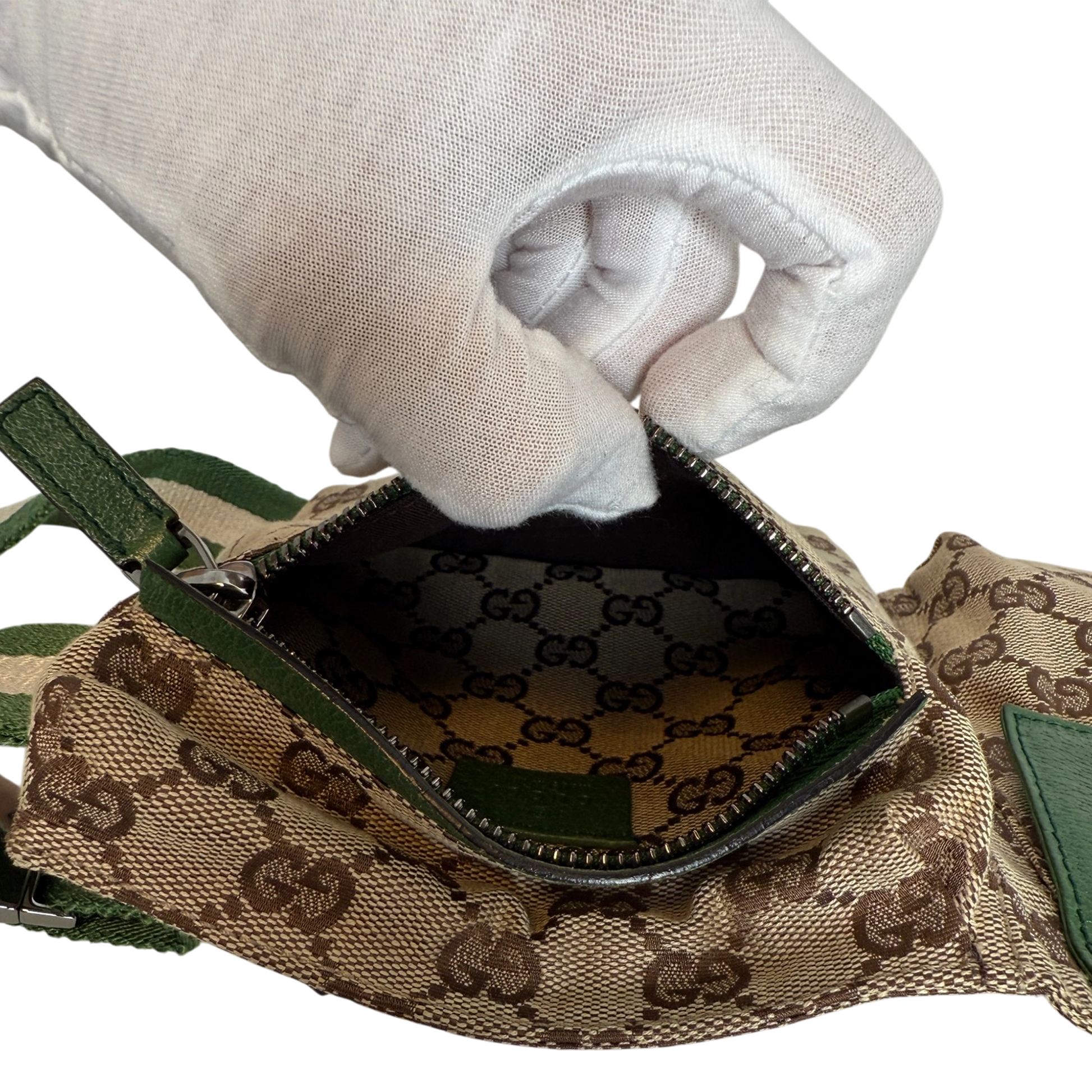 Gucci GG Canvas Belt Bag grün / beige / sehr gut Gucci