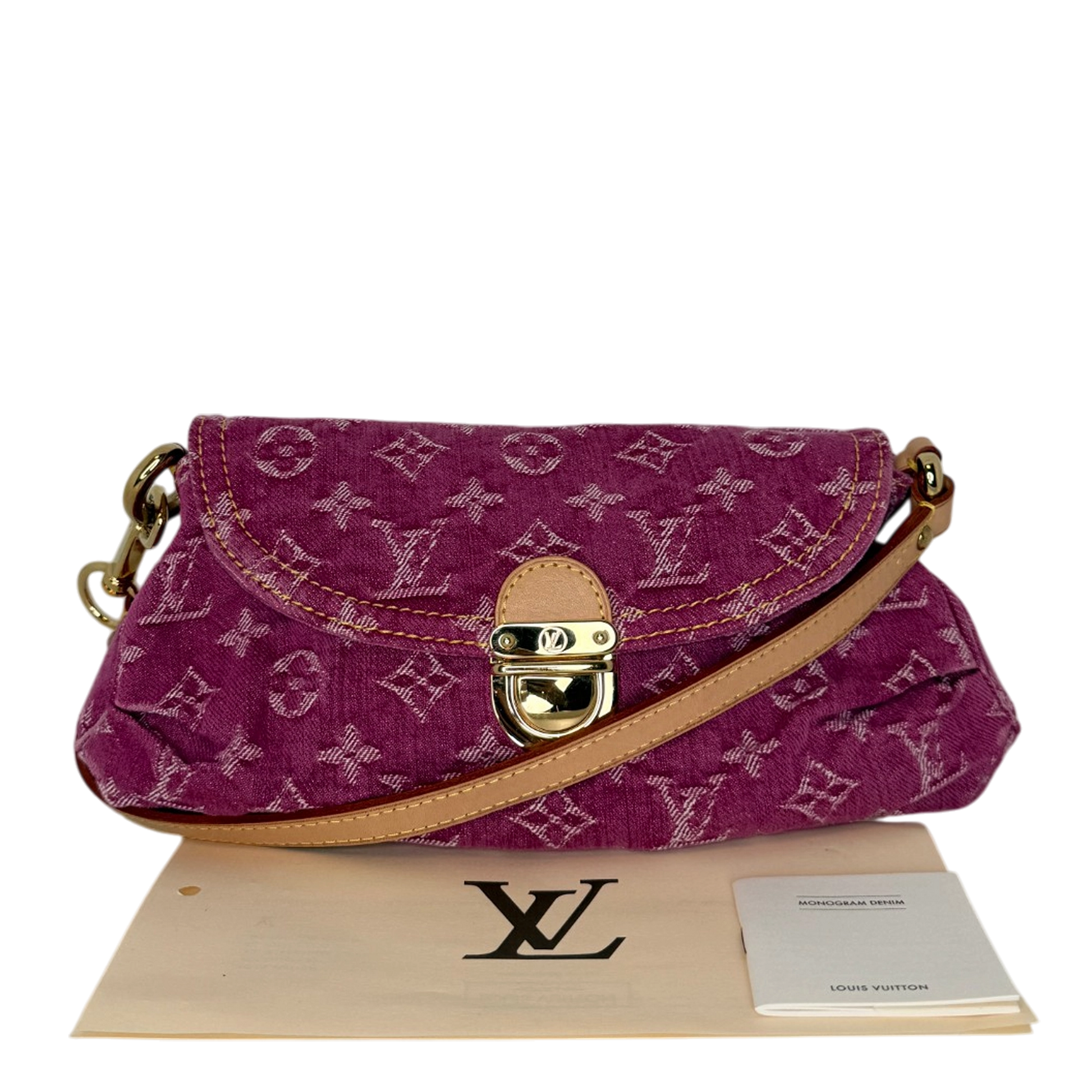 Louis Vuitton Mini Pleaty Monogram Denim Fuchsia Fullset / sehr gut Louis Vuitton