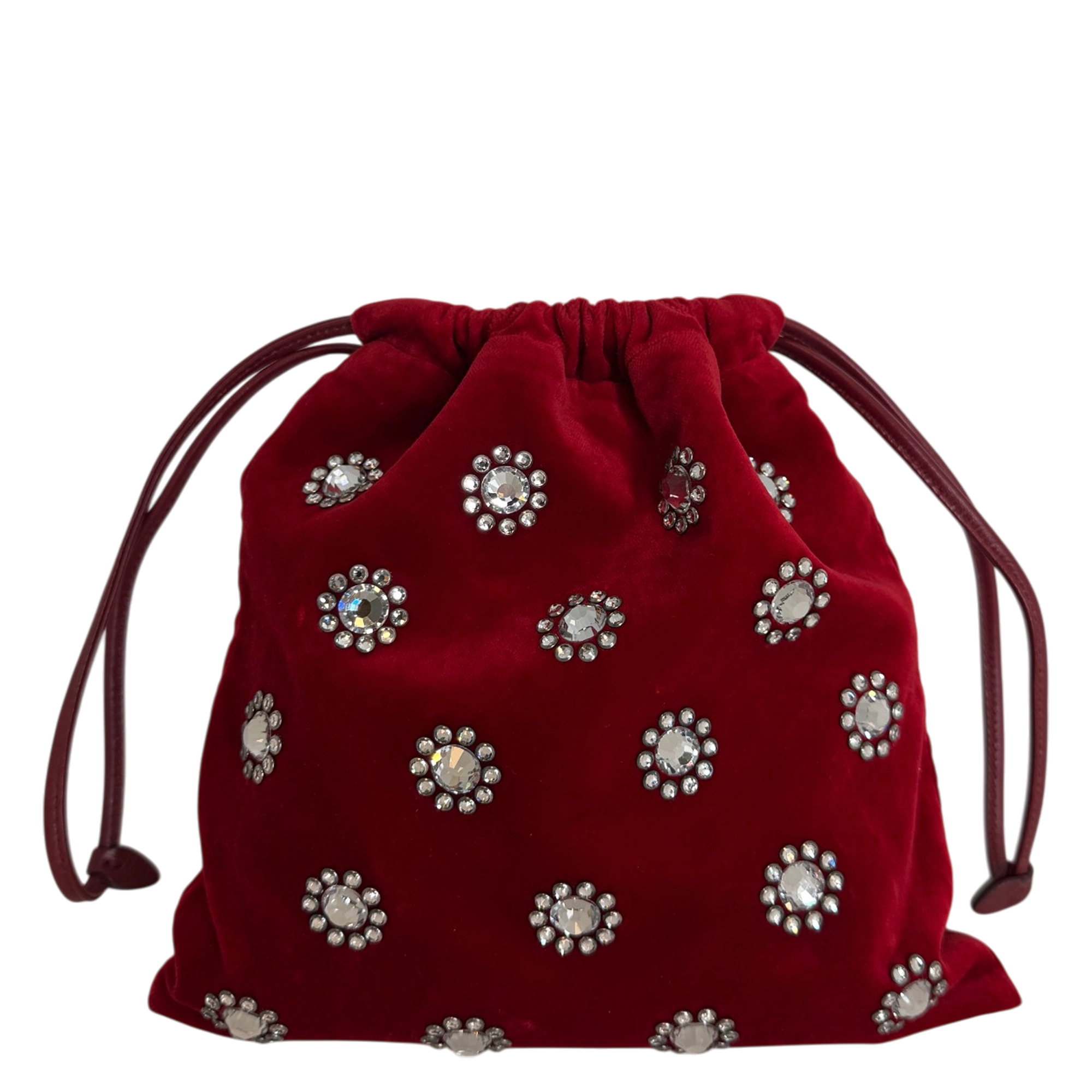 MIU MIU Crystal-Embellished Velvet Clutch on Chain  rot / neuwertig MIU MIU