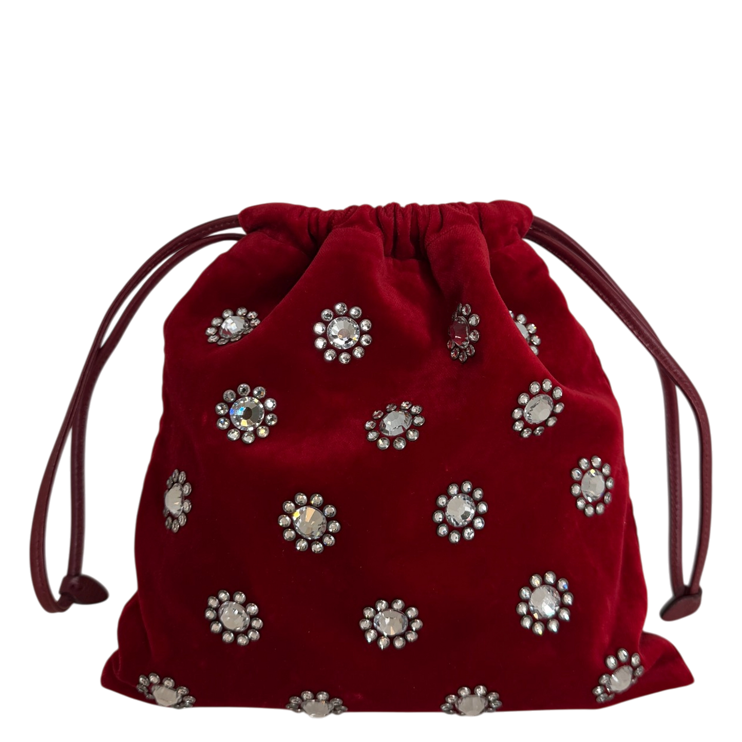 MIU MIU Crystal-Embellished Velvet Clutch on Chain  rot / neuwertig MIU MIU