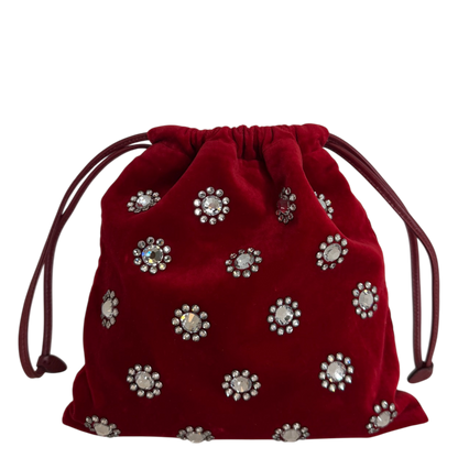 MIU MIU Crystal-Embellished Velvet Clutch on Chain  rot / neuwertig MIU MIU