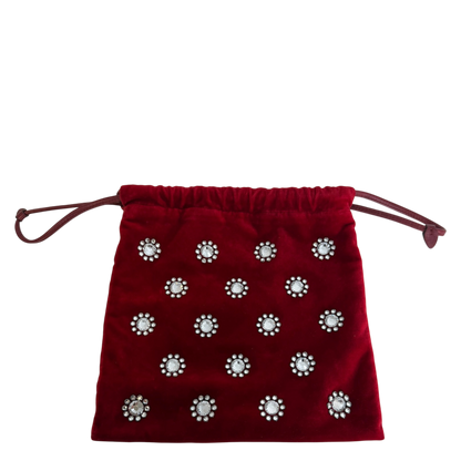 MIU MIU Crystal-Embellished Velvet Clutch on Chain  rot / neuwertig MIU MIU