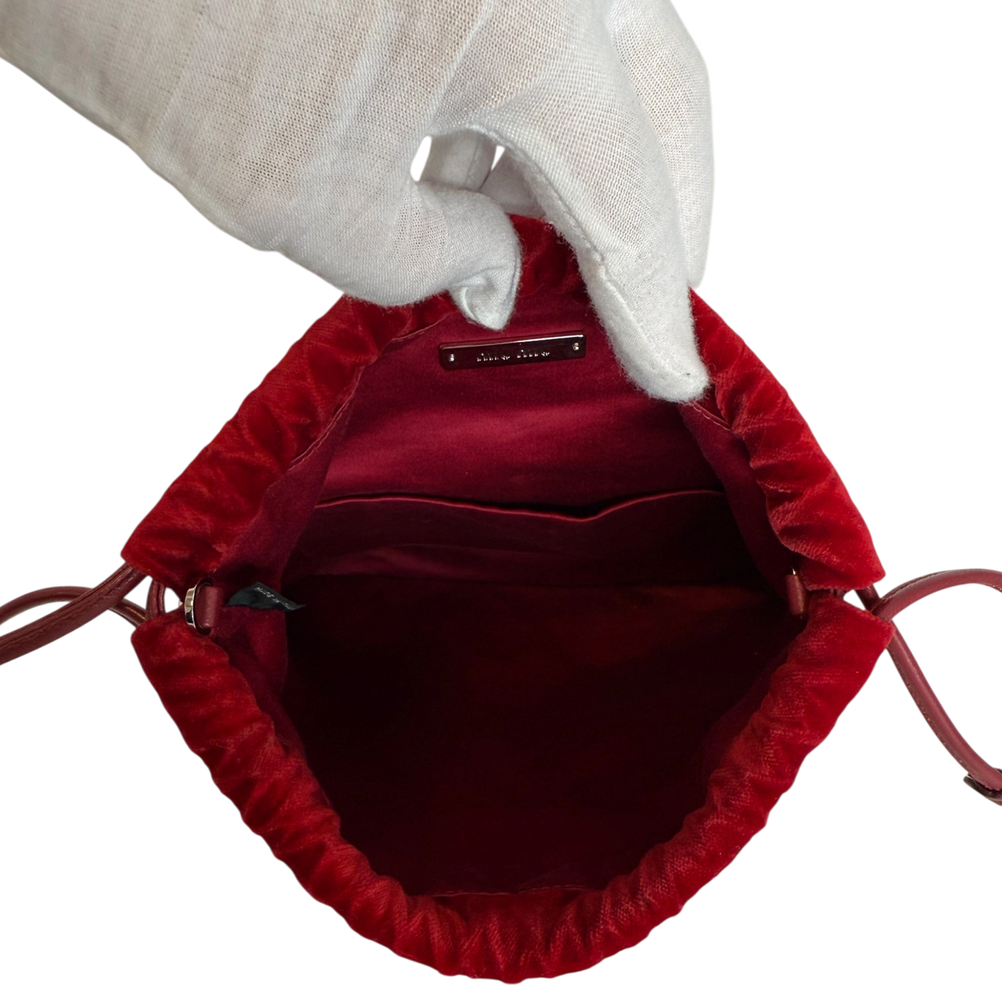 MIU MIU Crystal-Embellished Velvet Clutch on Chain  rot / neuwertig MIU MIU