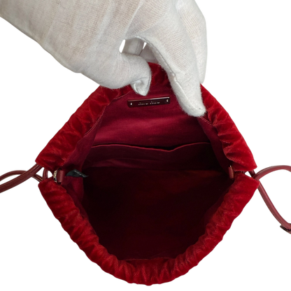 MIU MIU Crystal-Embellished Velvet Clutch on Chain  rot / neuwertig MIU MIU