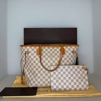 Louis Vuitton Neverfull MM Damier Azur Canvas Beige / gut Louis Vuitton