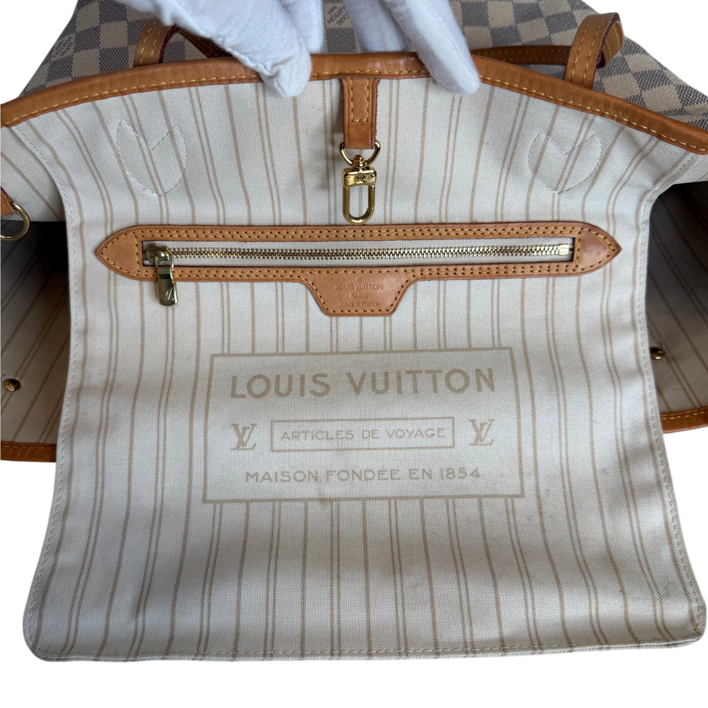 Louis Vuitton Neverfull MM Damier Azur Canvas Beige / gut Louis Vuitton
