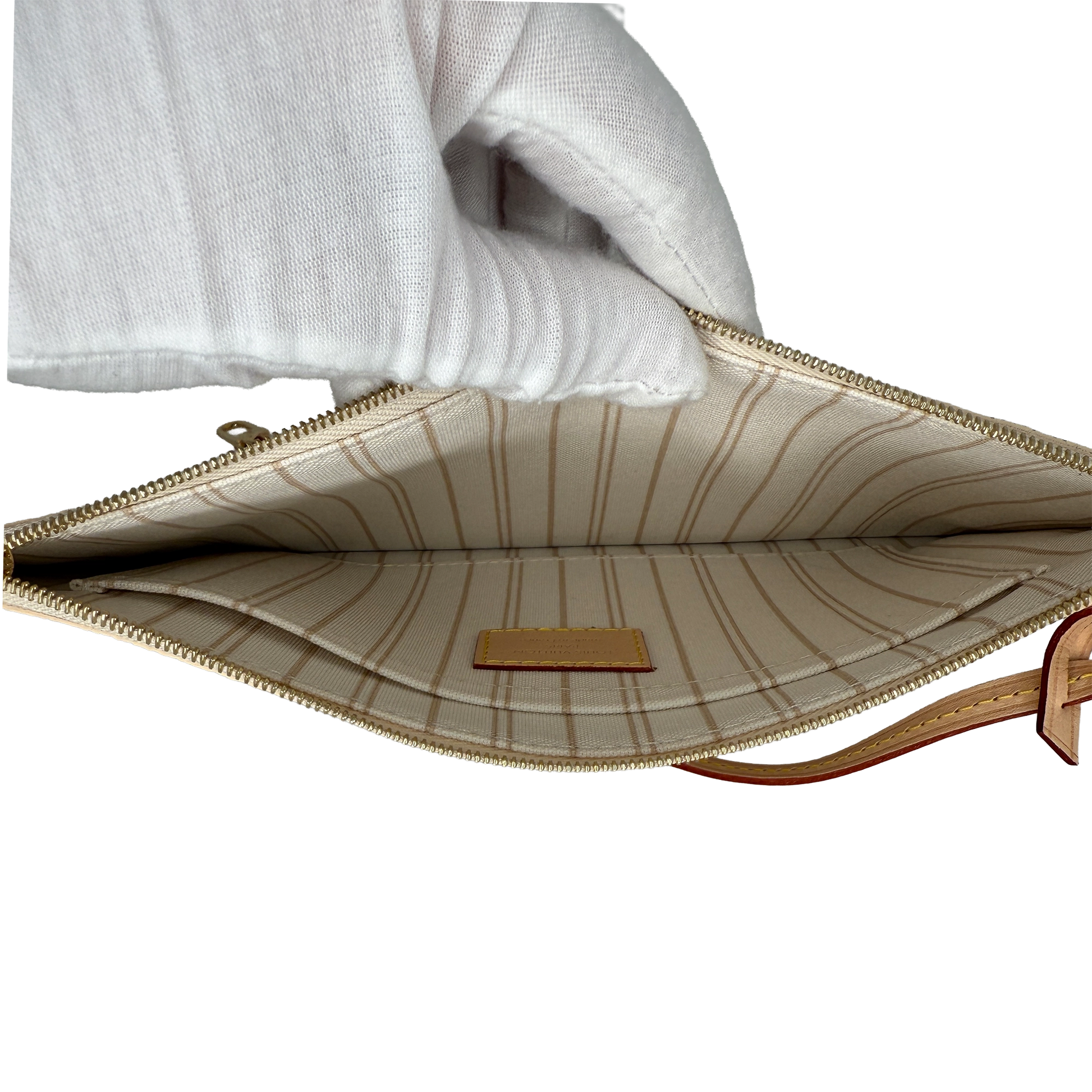Louis Vuitton Pochette aus der Neverfull Damier Azur / neuwertig Louis Vuitton