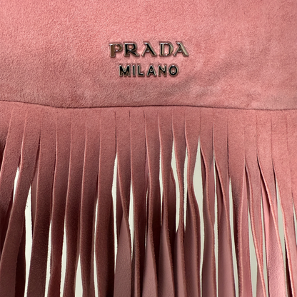 Prada Scamosciato Fringe Bucket Bag rosa schwarz  / neuwertig Prada