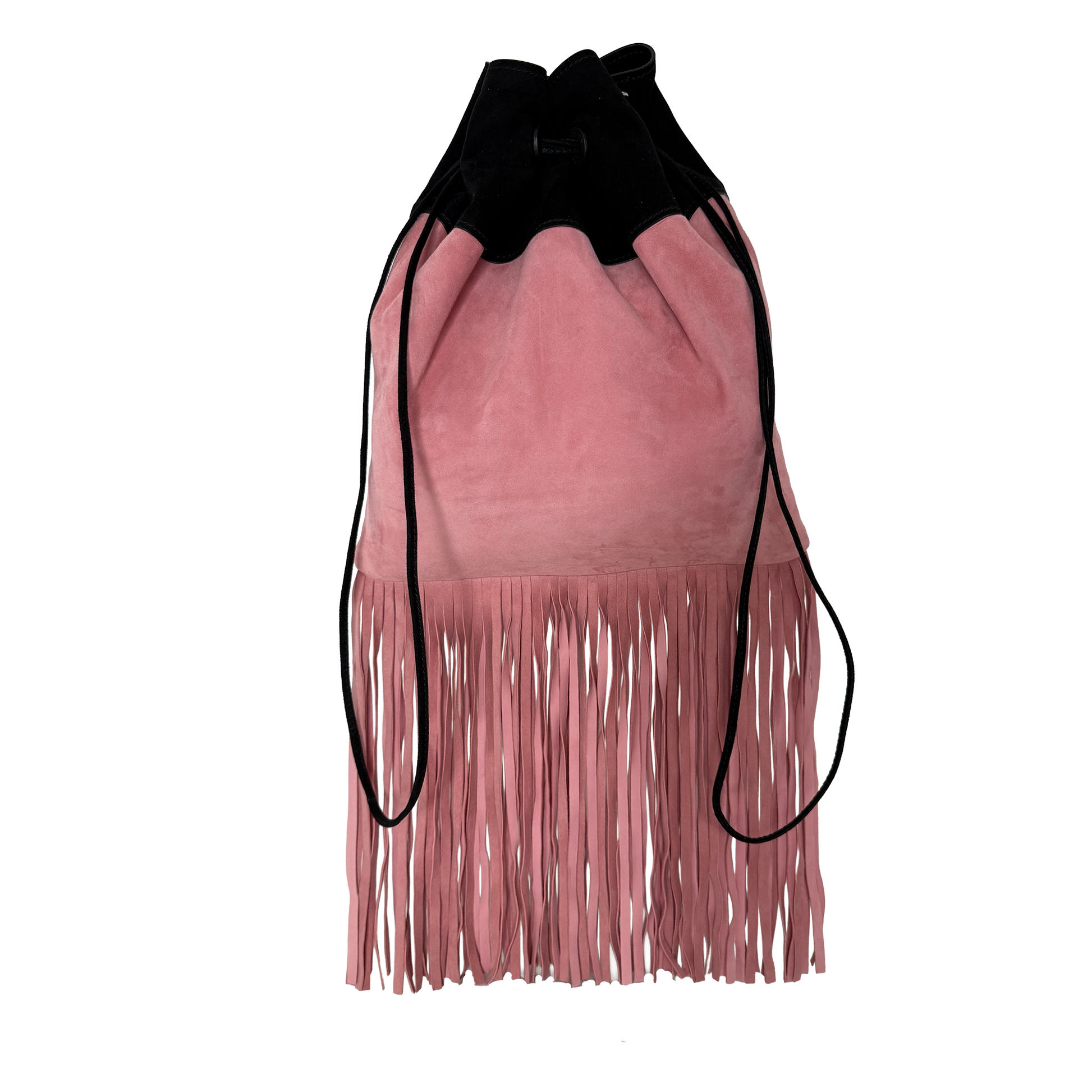 Prada Scamosciato Fringe Bucket Bag rosa schwarz  / neuwertig Prada