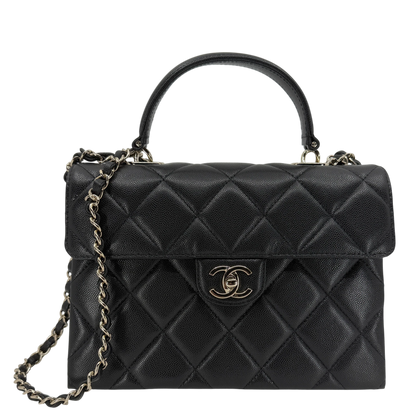 Chanel Coco Handle Flap Bag Caviar Schwarz Champagner Gold