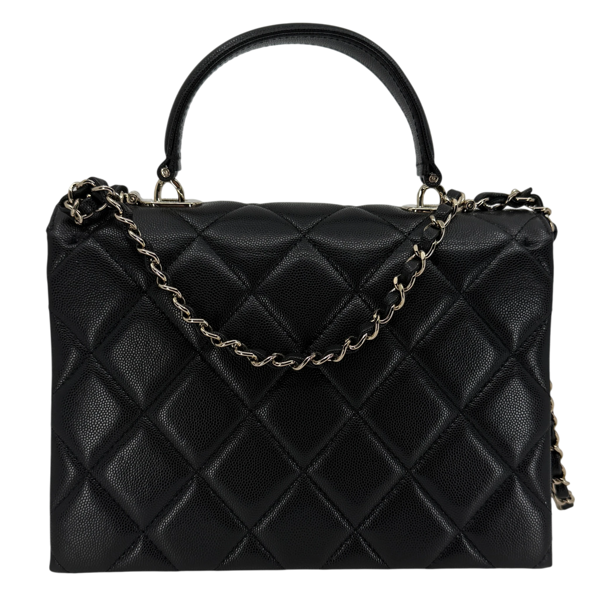 Chanel Coco Handle Flap Bag Caviar Schwarz Champagner Gold – Ansicht 3