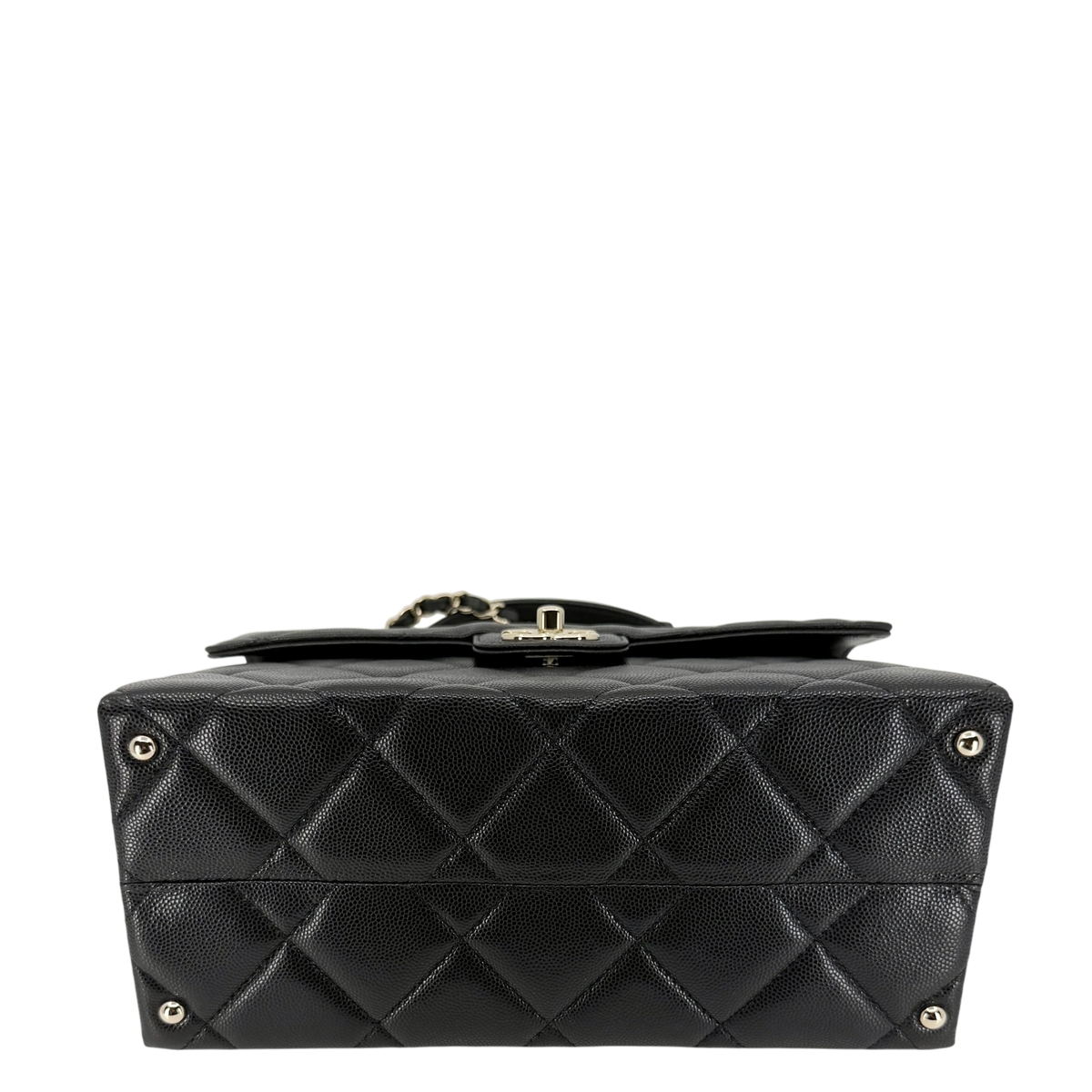 Chanel Coco Handle Flap Bag Caviar Schwarz Champagner Gold – Ansicht 4