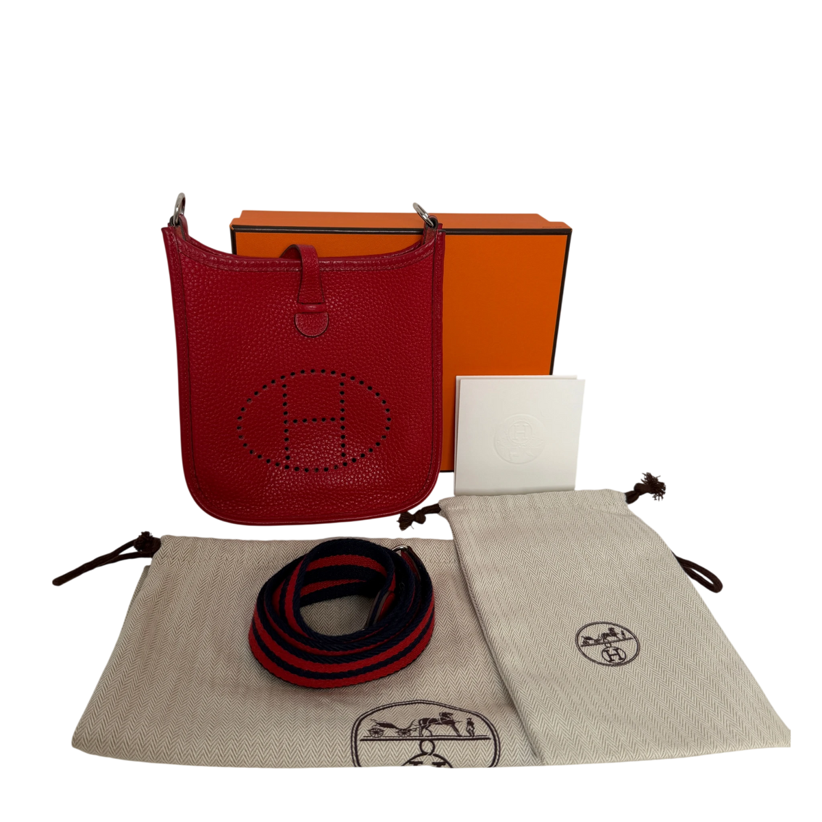 Hermès Mini Evelyne TPM 16 Taurillon Clémence Rot Palladium
