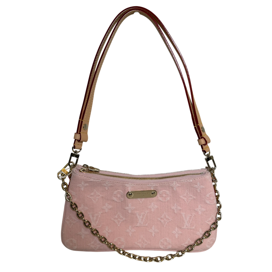 Louis Vuitton Pochette Liv Monogram Denim Washed Pink Gold