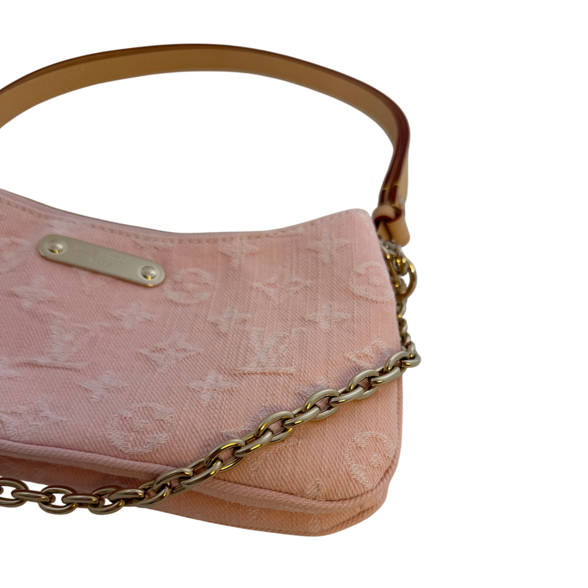 Louis Vuitton Pochette Liv Monogram Denim Washed Pink Gold