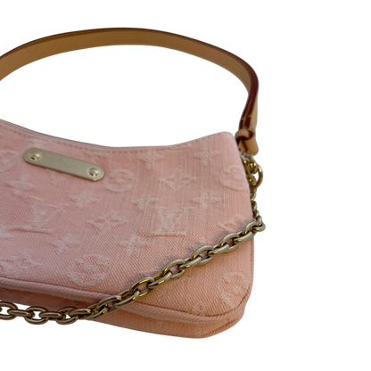 Louis Vuitton Pochette Liv Monogram Denim Washed Pink Gold