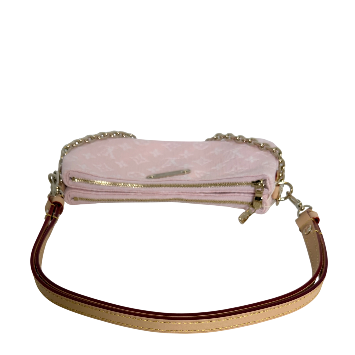Louis Vuitton Pochette Liv Monogram Denim Washed Pink Gold