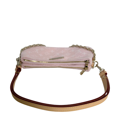 Louis Vuitton Pochette Liv Monogram Denim Washed Pink Gold
