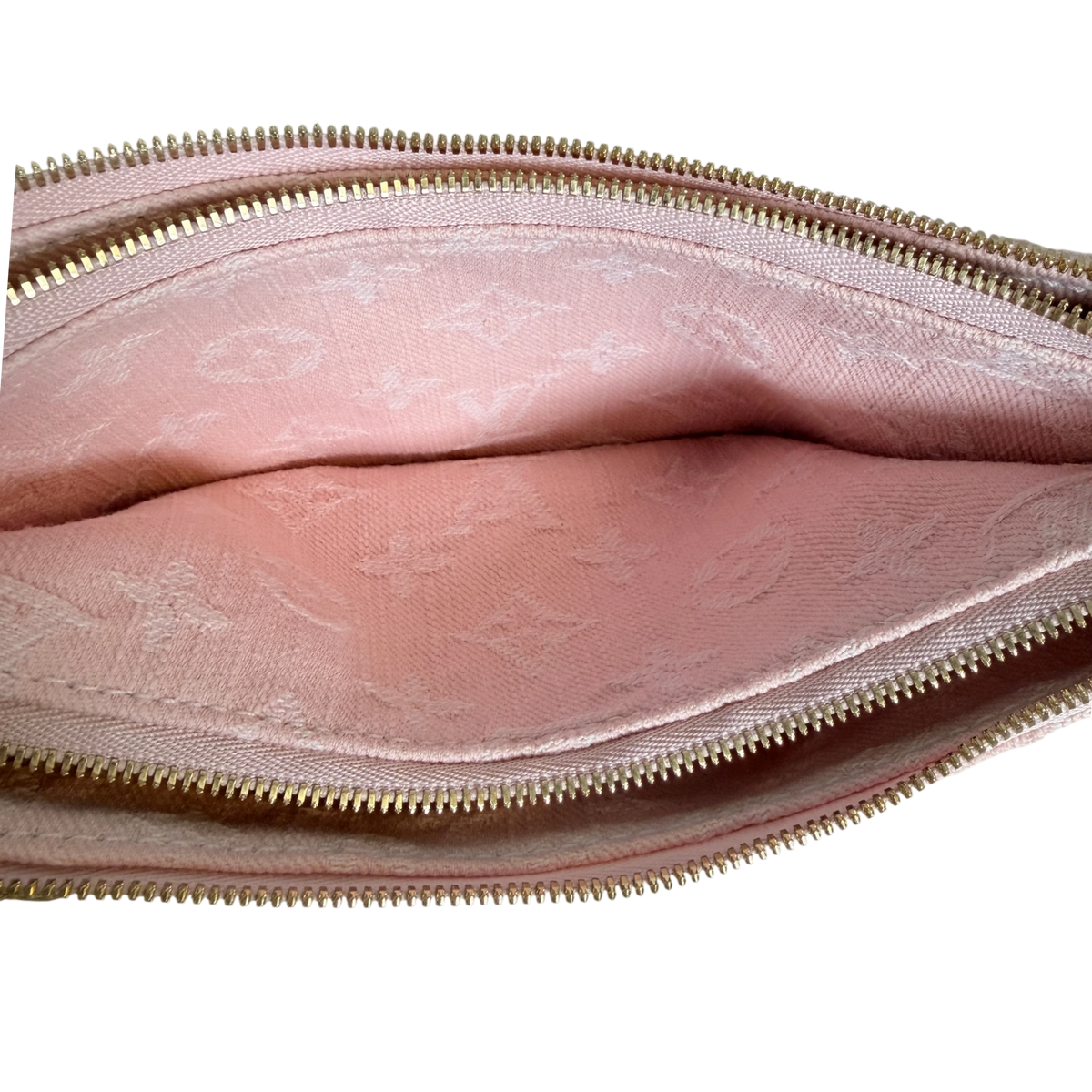 Louis Vuitton Pochette Liv Monogram Denim Washed Pink Gold