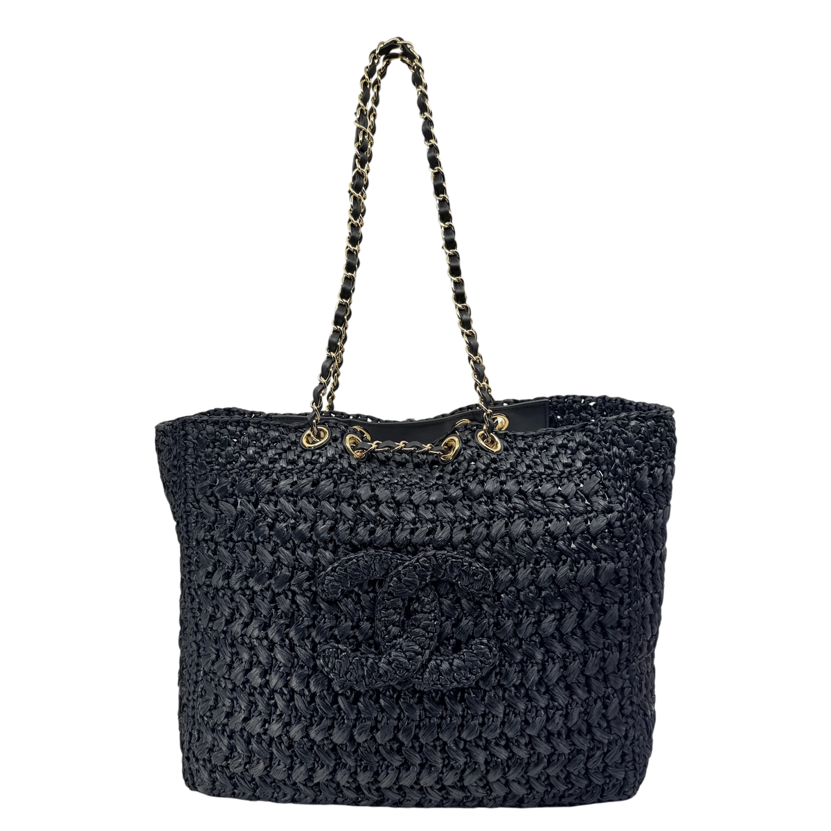 Chanel Shopping Bag Coco Beach 2026 Raffia Effekt Schwarz Gold
