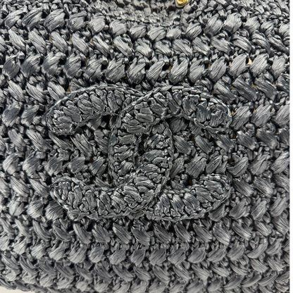 Chanel Shopping Bag Coco Beach 2026 Raffia Effekt Schwarz Gold