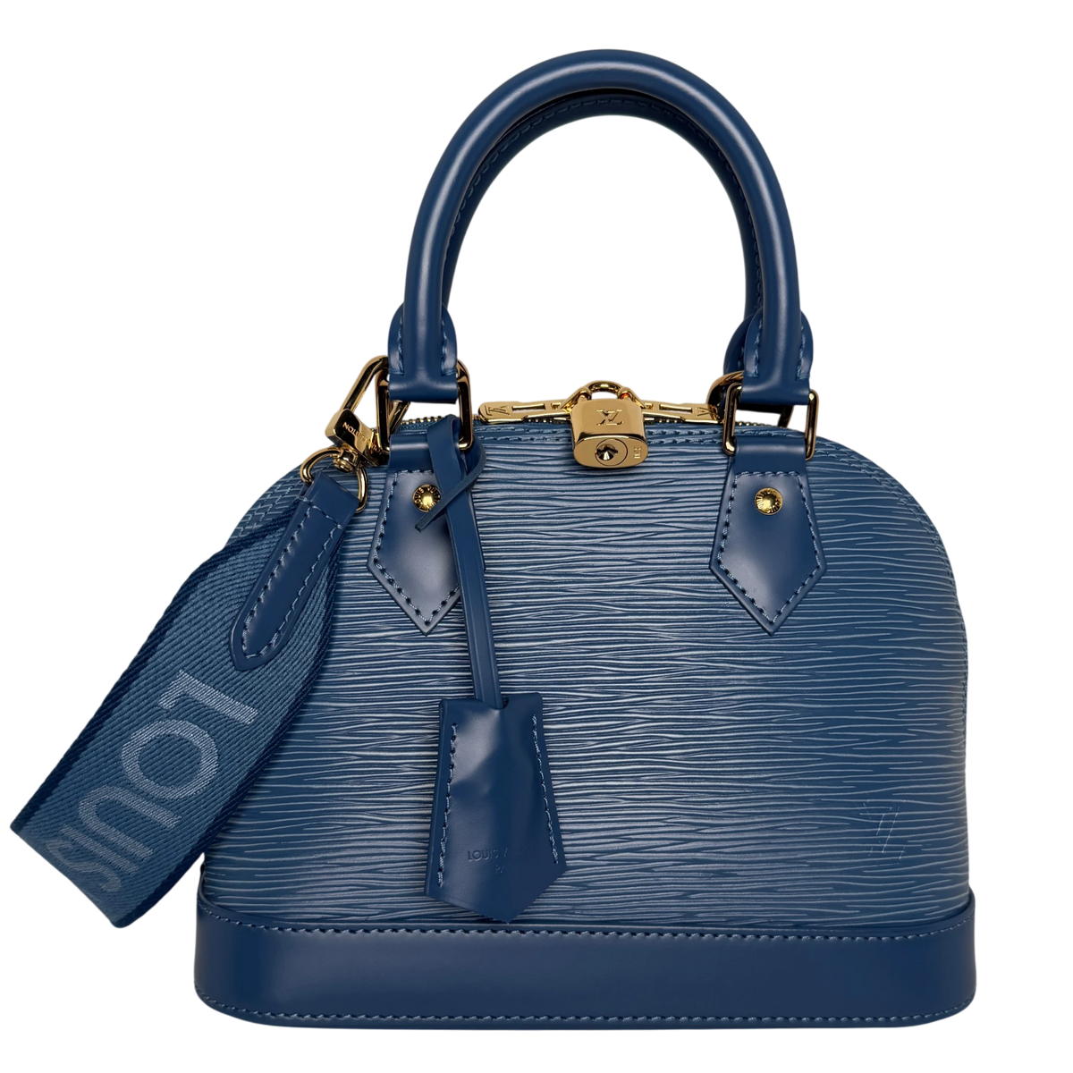 Louis Vuitton Alma BB Epi Leder Denim Blau Gold