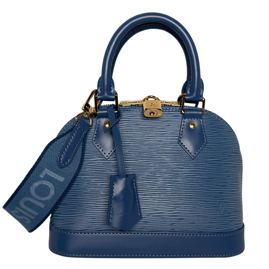 Louis Vuitton Alma BB Epi Leder Denim Blau Gold