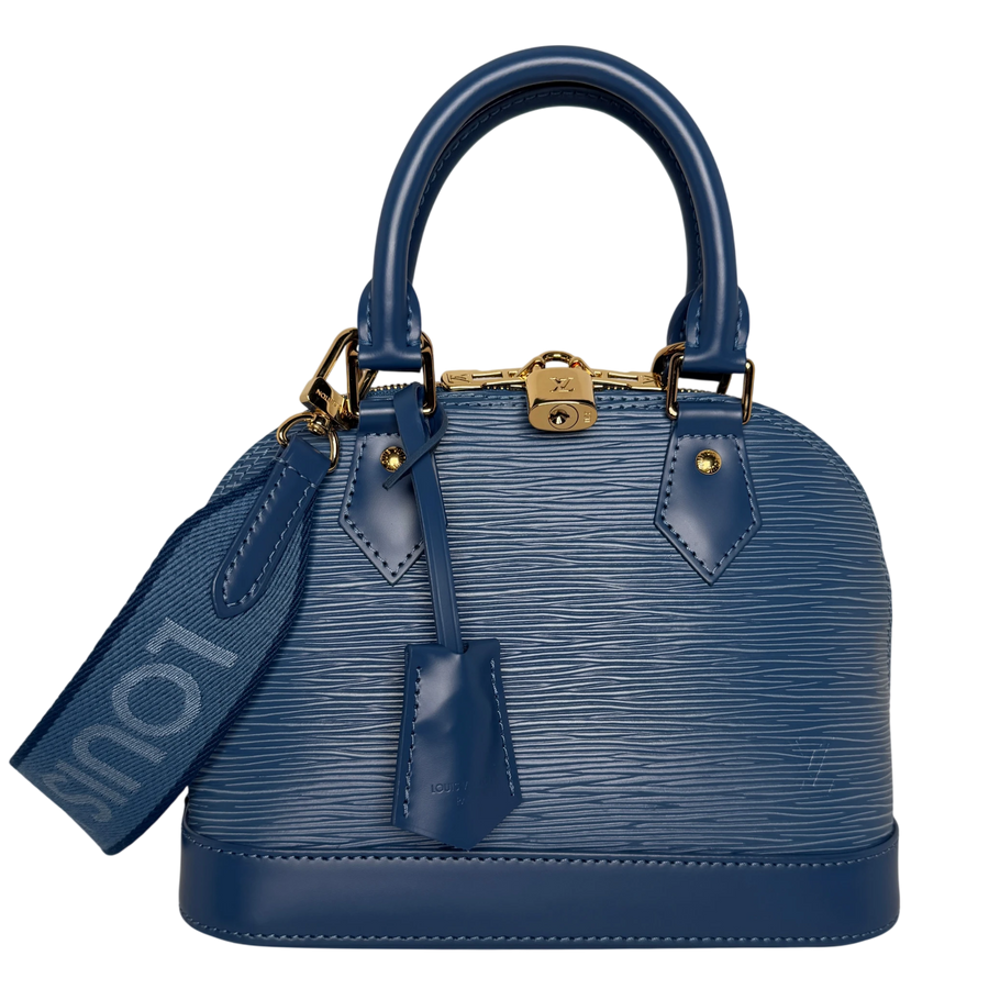 Louis Vuitton Alma BB Epi Leder Denim Blau Gold