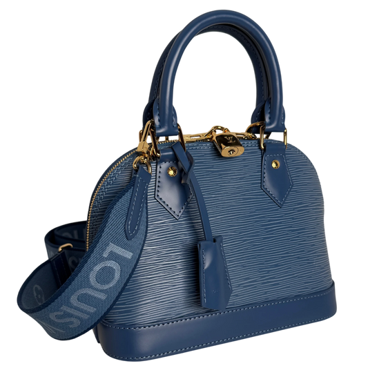 Louis Vuitton Alma BB Epi Leder Denim Blau Gold – Ansicht 2