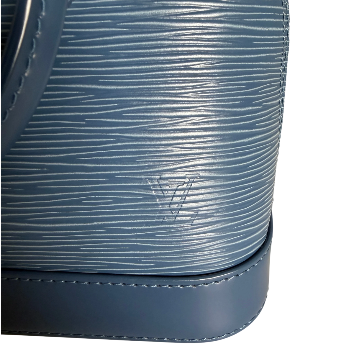 Louis Vuitton Alma BB Epi Leder Denim Blau Gold