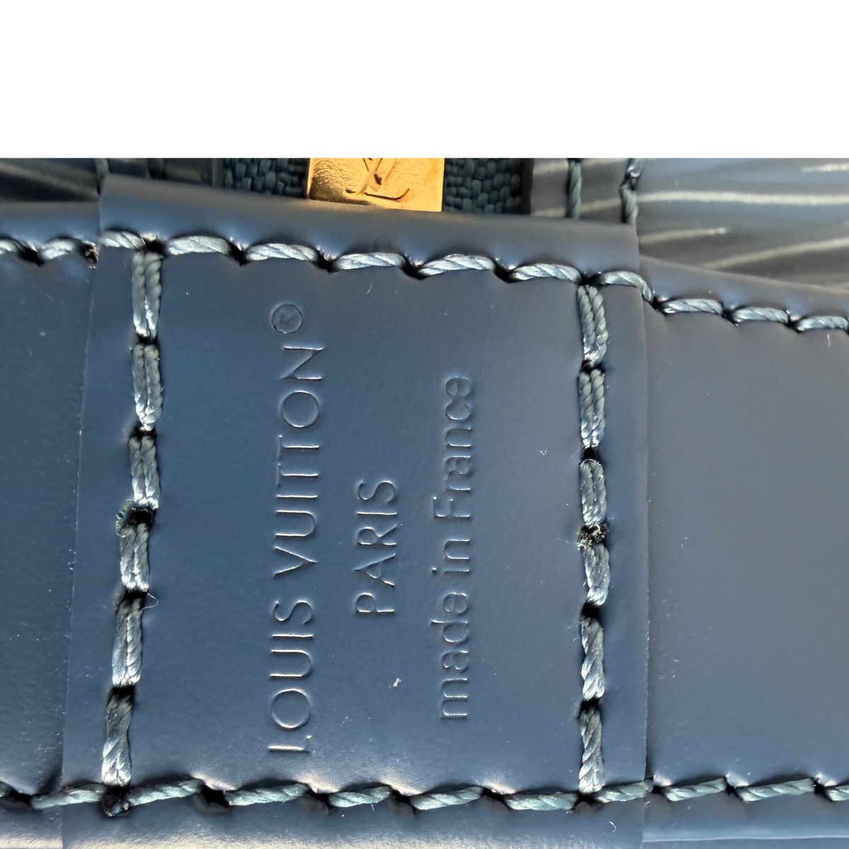 Louis Vuitton Alma BB Epi Leder Denim Blau Gold