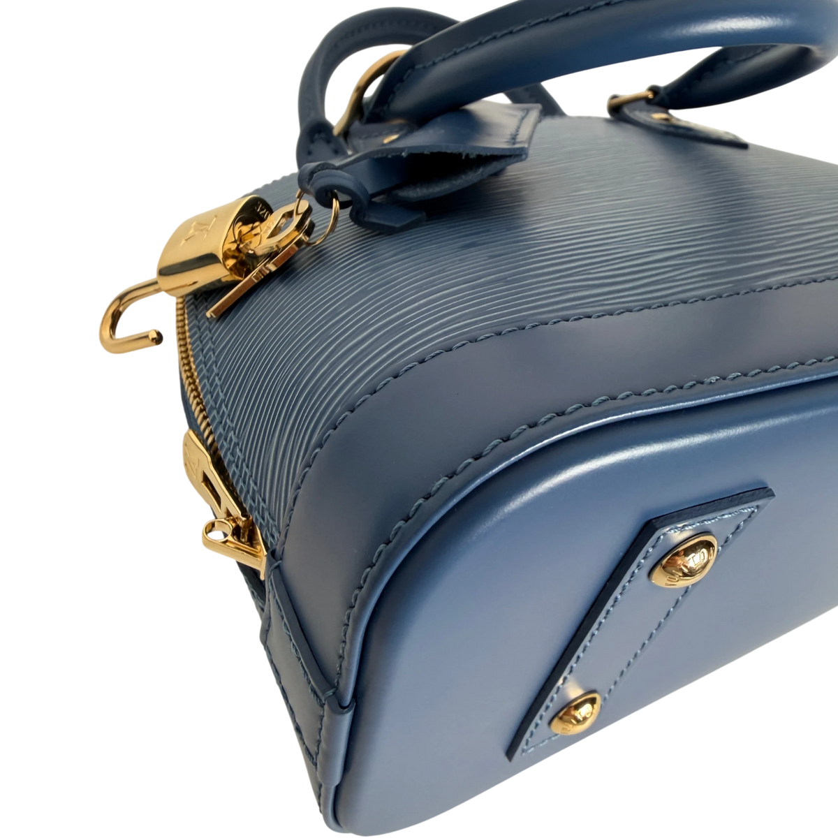 Louis Vuitton Alma BB Epi Leder Denim Blau Gold