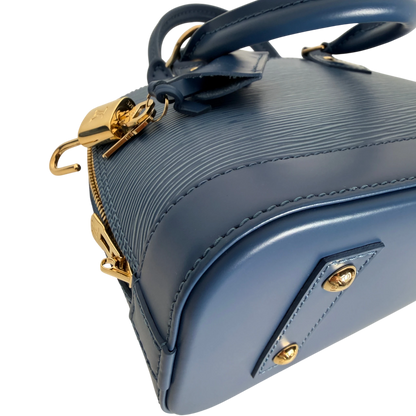 Louis Vuitton Alma BB Epi Leder Denim Blau Gold